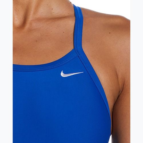 Moteriškas vientisas plaukimo kostiumas Nike Solid Racerback game royal