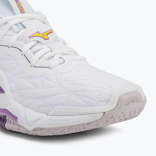 Mizuno Wav Stealth Neo 2 rankinio bateliai white / navy peony / peach parfait
