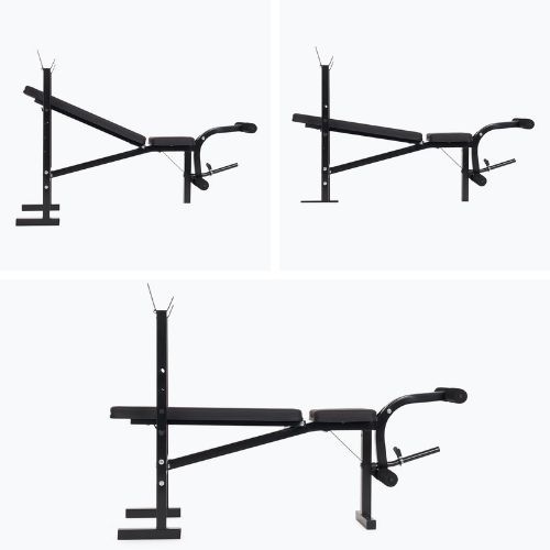 Treniruočių suoliukas XTREXO BenchFit Lite su stovu ir štanga juodas