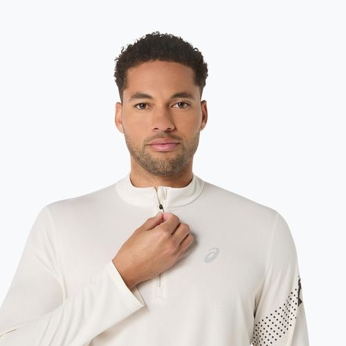 Vyriški bėgimo marškinėliai ilgomis rankovėmis ASICS Icon LS 1/2 Zip cream