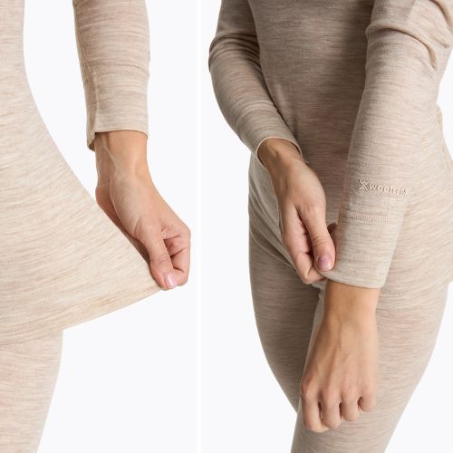 Moteriškų termoaktyvių apatinių komplektas WOOLCANO Merino 100% SET0543 smėlio spalvos