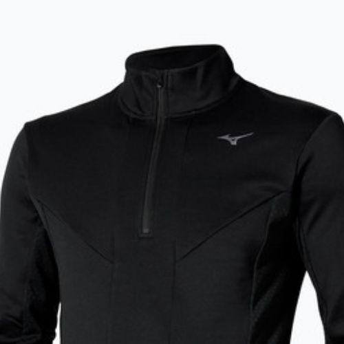 Vyriški bėgimo marškinėliai ilgomis rankovėmis Mizuno Active Warm Half Zip black
