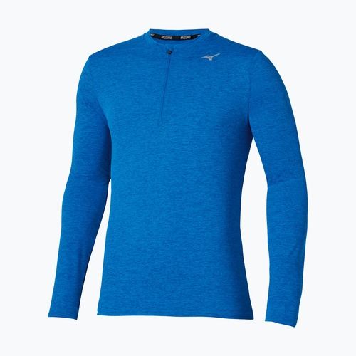 Vyriški bėgimo marškinėliai ilgomis rankovėmis Mizuno Core Impulse Half Zip Tee princess blue