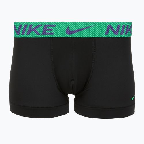 Vyriškos trumpikės Nike Dri-Fit Essential Micro Trunk 3 poros black green shock/wild violet/black text wb