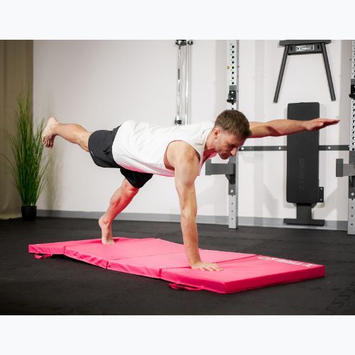 Gimnastikos kilimėlis TREXO sulankstomas 195 x 80 x 5 cm rožinis
