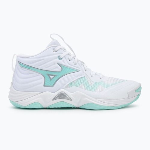 Moteriški tinklinio batai  Mizuno Wave Momentum Elite Mid white/blue tint