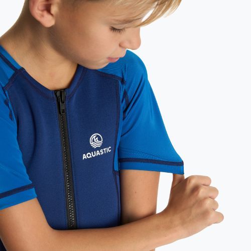 Vaikiškas neopreninis kostiumas AQUASTIC iš neopreno 1.5 mm WAVEY blue