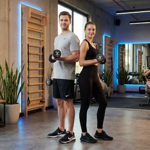 Gumuotas ketaus hantelis XTREXO Pro 4 kg black