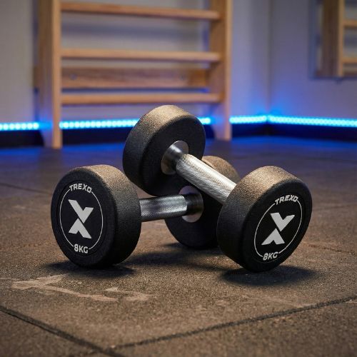 Gumuota ketaus hantelis XTREXO Pro 8 kg black
