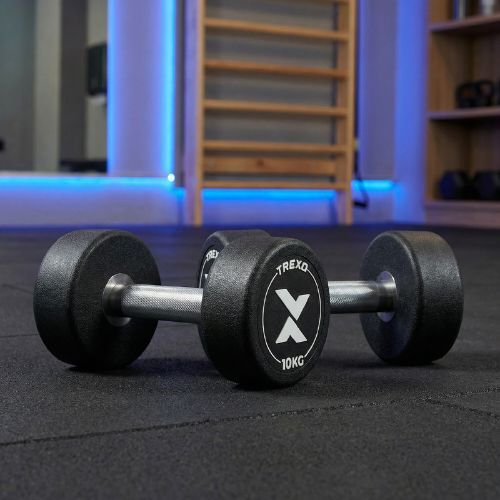 Gumuota ketaus hantelis XTREXO Pro 10 kg black