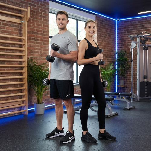 Gumuota ketaus hantelis XTREXO Pro 10 kg black