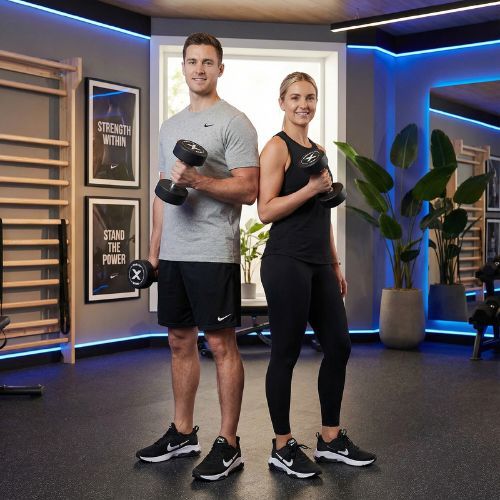 Gumuota ketaus hantelis XTREXO Pro 20 kg black