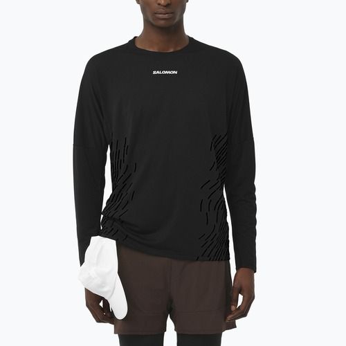 Vyriški bėgimo marškinėliai ilgomis rankovėmis Salomon Sense Aero GFX deep black