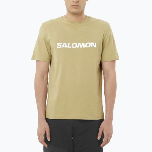 Vyriški marškinėliai Salomon Logo pilkai žali