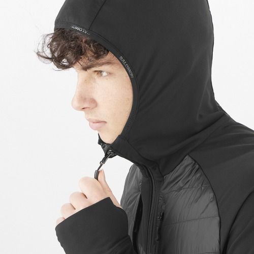 Vyriška hibridinė striukė Salomon Elixir Hybrid Hoodie Insulated deep black