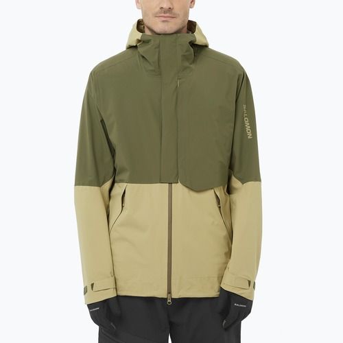 Vyriška softshell striukė Salomon Outherpath Pro 2.5 l pilkai žalia/vynuogių lapas