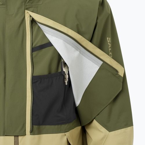 Vyriška softshell striukė Salomon Outherpath Pro 2.5 l pilkai žalia/vynuogių lapas