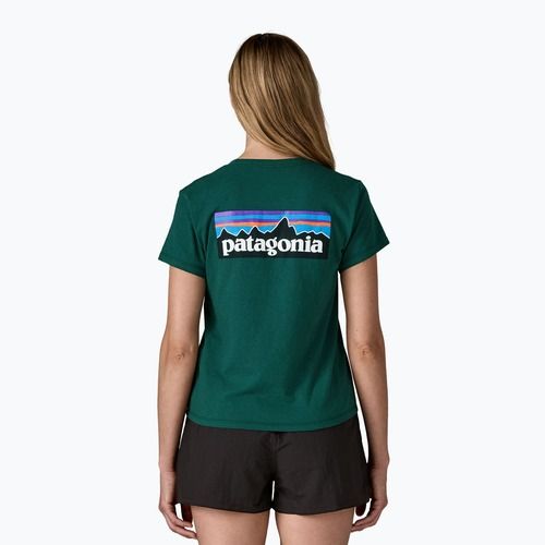 Moteriški marškinėliai Patagonia P-6 Logo Responsibili-Tee cascade green
