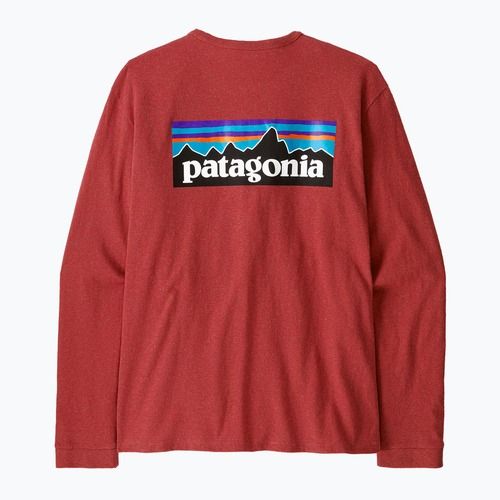 Moteriški marškinėliai ilgomis rankovėmis Patagonia P-6 Logo Responsibili-Tee potters red