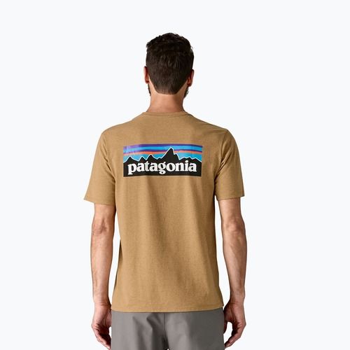 Vyriški marškinėliai Patagonia P-6 Logo Responsibili-Tee talon gold