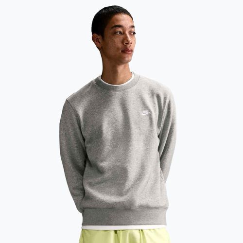 Vyriški Nike Club Fleece Crew džemperiai tamsiai pilka heather/balta