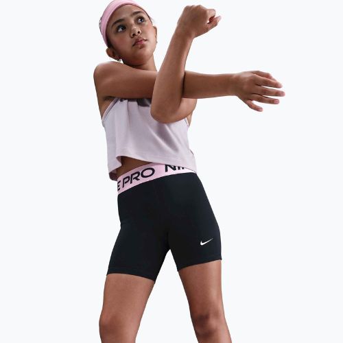 Nike Pro Dri-Fit 5" vaikiški šortai juoda/med soft pink/balta