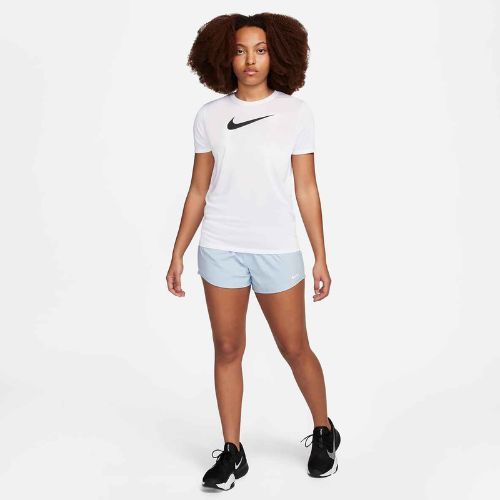 Nike Dri-Fit baltos/juodos spalvos moteriški treniruočių marškinėliai