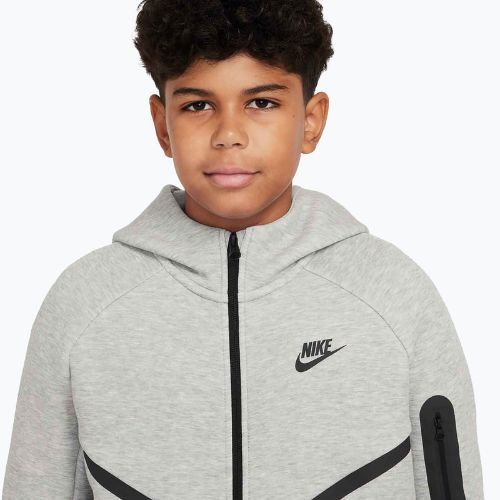 Vaikiški Nike Sportswear Tech Fleece džemperis su užtrauktuku Full-Zip tamsiai pilka heather/juoda/juoda