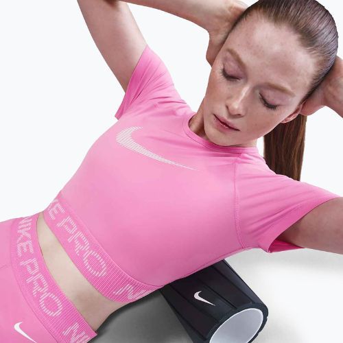 Nike Pro Dri-Fit Graphic Cropped žaisminga rožinė/rožinė puta/balta moteriška treniruočių viršutinė dalis