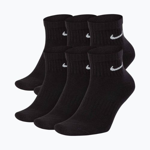 Nike Everyday Cushioned 6 poros juodų/baltų kojinių