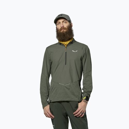 Vyriški marškinėliai ilgomis rankovėmis Salewa Pedroc Dry Wind Half Zip Tee faded green