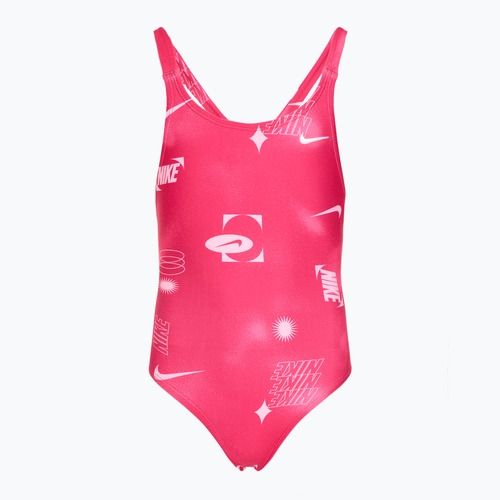 Vaikiškas vientisas maudymosi kostiumėlis Nike Hydrastrong Fastback rush pink
