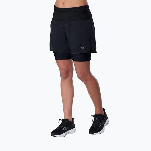 Moteriški bėgimo šortai Mizuno Trail Multipocket 2in1 black