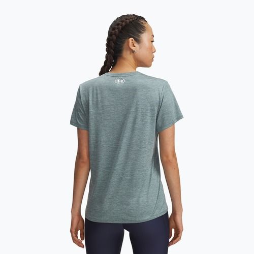 Moteriški treniruočių marškinėliai Under Armour Tech V-Twist jasper blue/white
