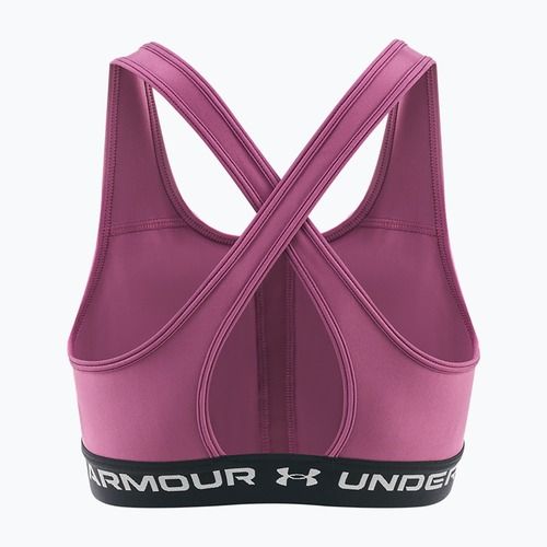 Sportinė liemenėlė Under Armour Crossback Mid fuchsia dusk/black/white