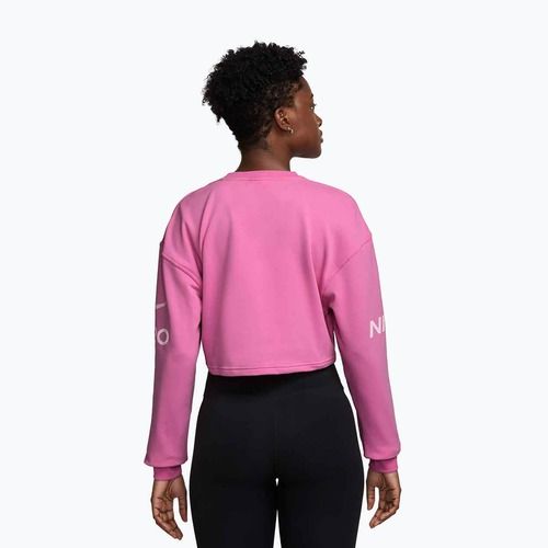 Moteriškas treniruočių džemperis Nike Pro Dri-Fit Loose Crew-Neck playful pink/pink foam/white
