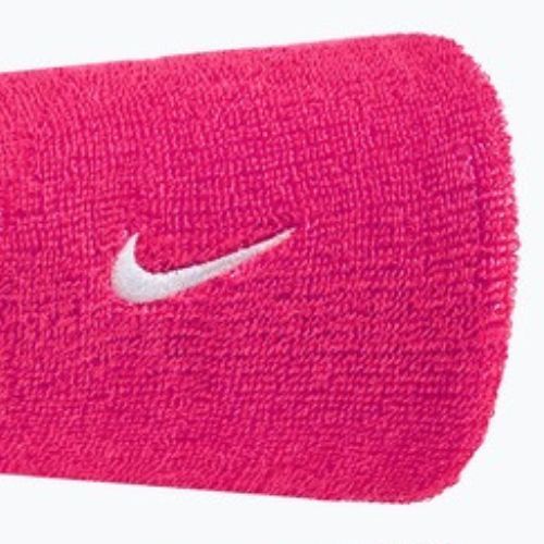 Frotinės riešo juostos Nike Swoosh Classic Doublewide Wristbands 2 vnt. vivid pink/white