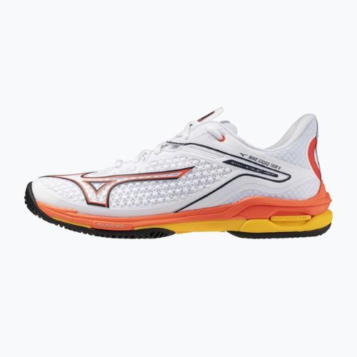 Vyriški teniso bateliai Mizuno Wave Exceed Tour 6 AC white/fiery coral 2/citrus