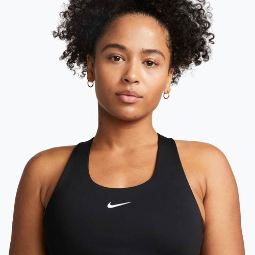 Moteriški marškinėliai Nike Swoosh Medium Support Bra black/black/white