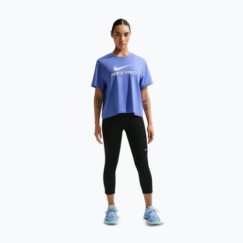 Moteriški treniruočių marškinėliai Nike Pro Dri-Fit Loose sapphire/white