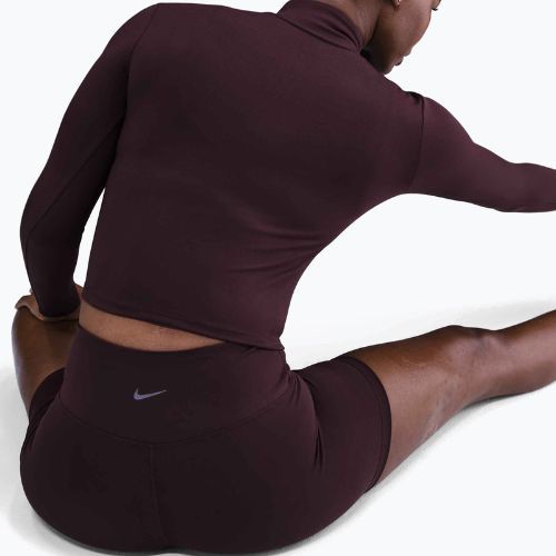 Moteriškas ilgomis rankovėmis Nike One Fitted Dri-Fit 1/4 Zip Mid Layer burgundy crush/white
