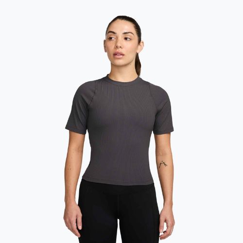 Moteriški marškinėliai Nike Zenvy Rib Dri-Fit thunder grey/white