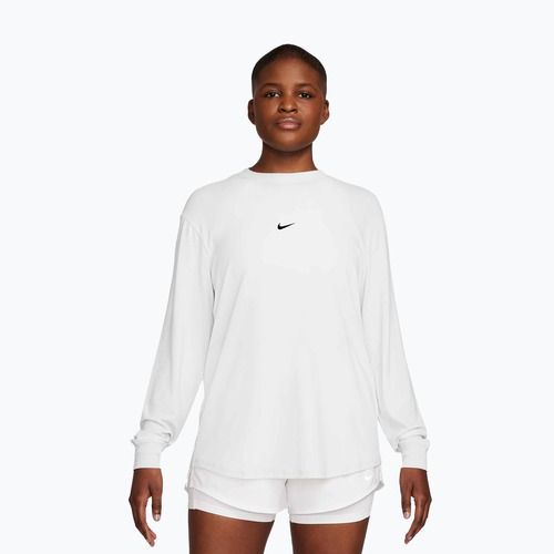 Moteriški treniruočių marškinėliai ilgomis rankovėmis Nike One Relaxed Dri-Fit white/black