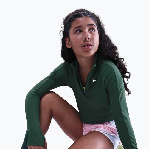 Vaikiški treniruočių marškinėliai ilgomis rankovėmis Nike Dri-Fit 1/4 Zip fir/white