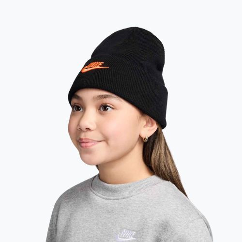 Vaikiška žieminė kepurė Nike Peak black/safety orange