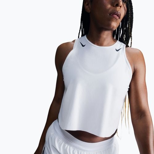 Moteriški bėgimo marškinėliai Nike AeroSwift Dri-Fit ADV Cropped Tank Top off white/black