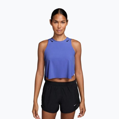Moteriški bėgimo marškinėliai Nike AeroSwift Dri-Fit ADV Cropped Tank Top off sapphire/black