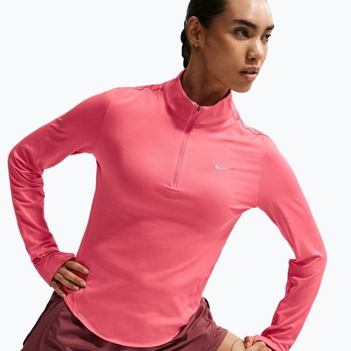 Moteriški bėgimo marškinėliai su ilgomis rankovėmis Nike Swift Dri-Fit UV 1/4-Zip sea coral