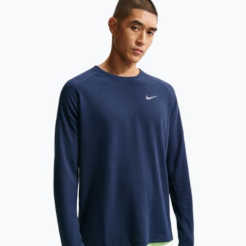 Vyriški bėgimo marškinėliai ilgomis rankovėmis Nike Stride Dri-Fit Waffle Crew midnight navy