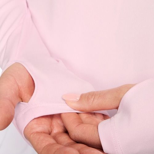 Moteriški bėgimo marškinėliai ilgomis rankovėmis Nike Tempo Swoosh Run Dri-Fit 1/4-Zip pink foam/white